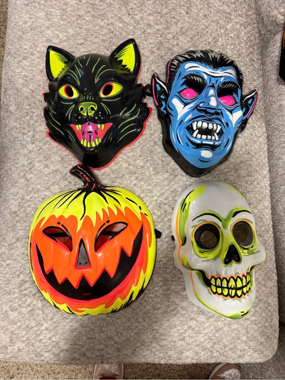 Set of 4 Target Brand Neon Halloween Monster Masks